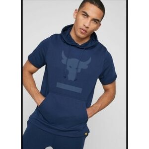 Under Armour Mens Project Rock Terry Short Sleeve Blue Sweatshirt Gym EUC. LG